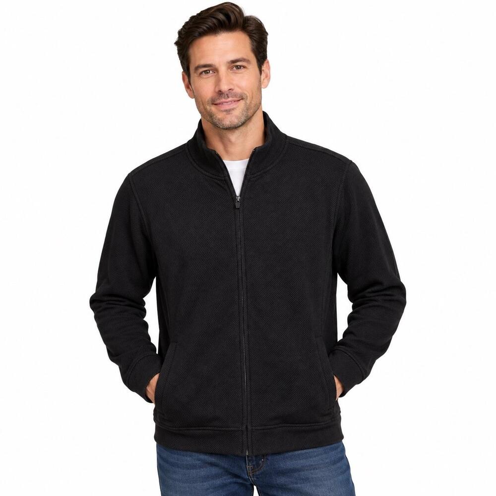 Marc Anthony Jacket Mens XL Black Knit Full Zip Bomber Slim Fit Stand Collar